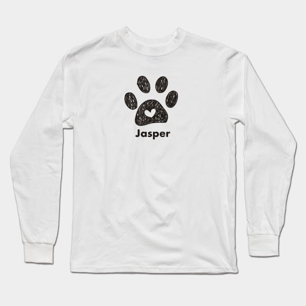 Jasper name made of hand drawn paw prints Long Sleeve T-Shirt by GULSENGUNEL